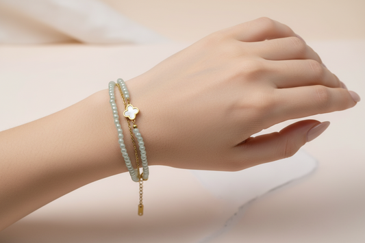 Double Layer Pearl & Gold Bracelet