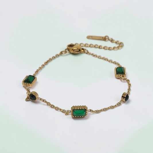 Gold Chain Bracelet Stones