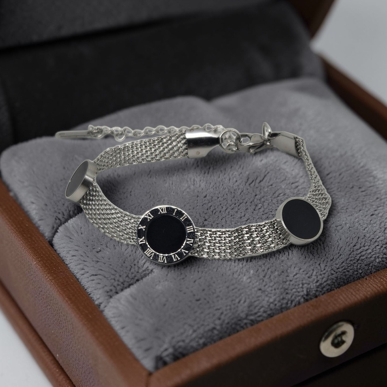 Silver Clock Unisex Bracelet