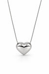 Silver-Tone Puffed Heart Pendant Necklace