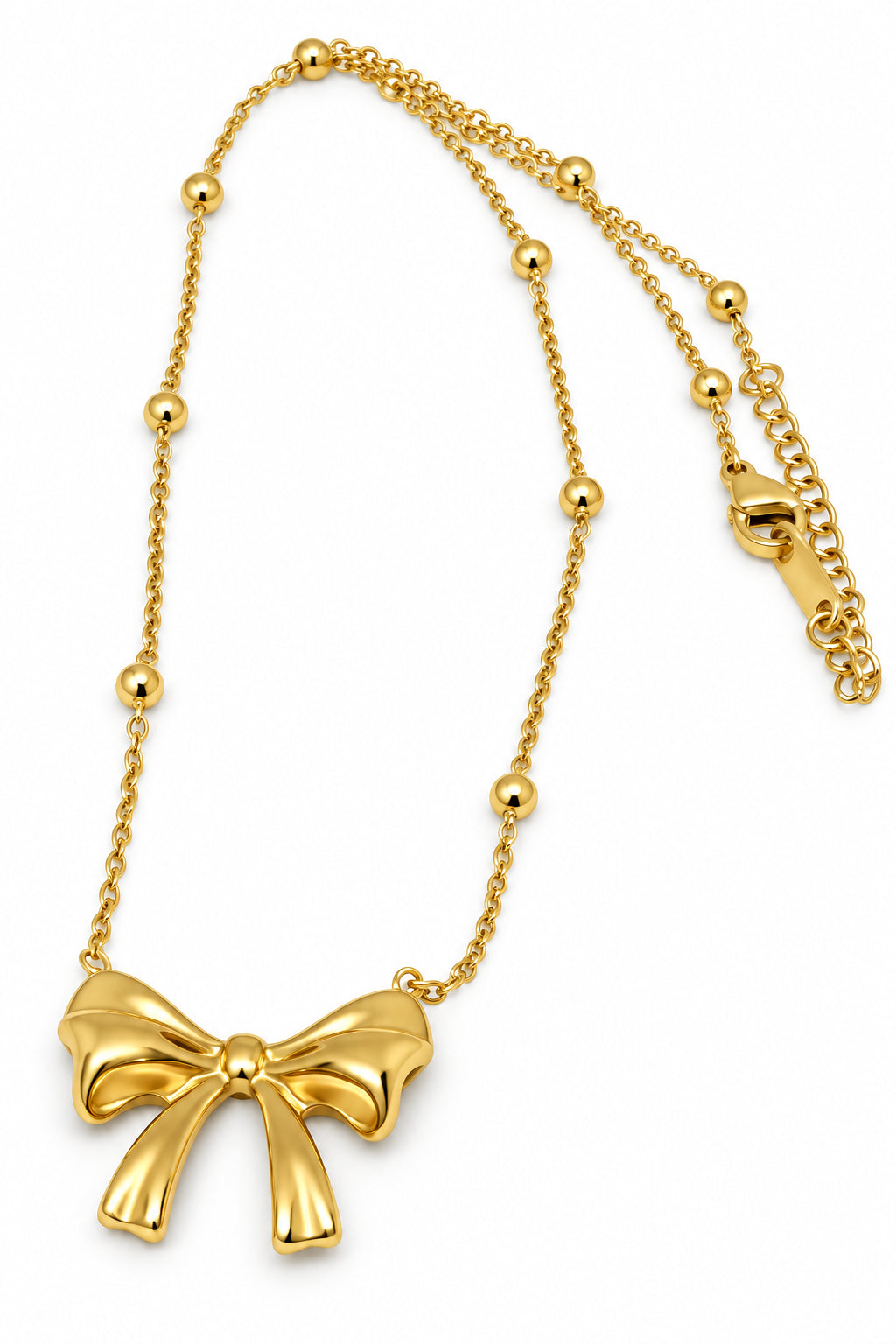 Golden Bow Pendant Necklace