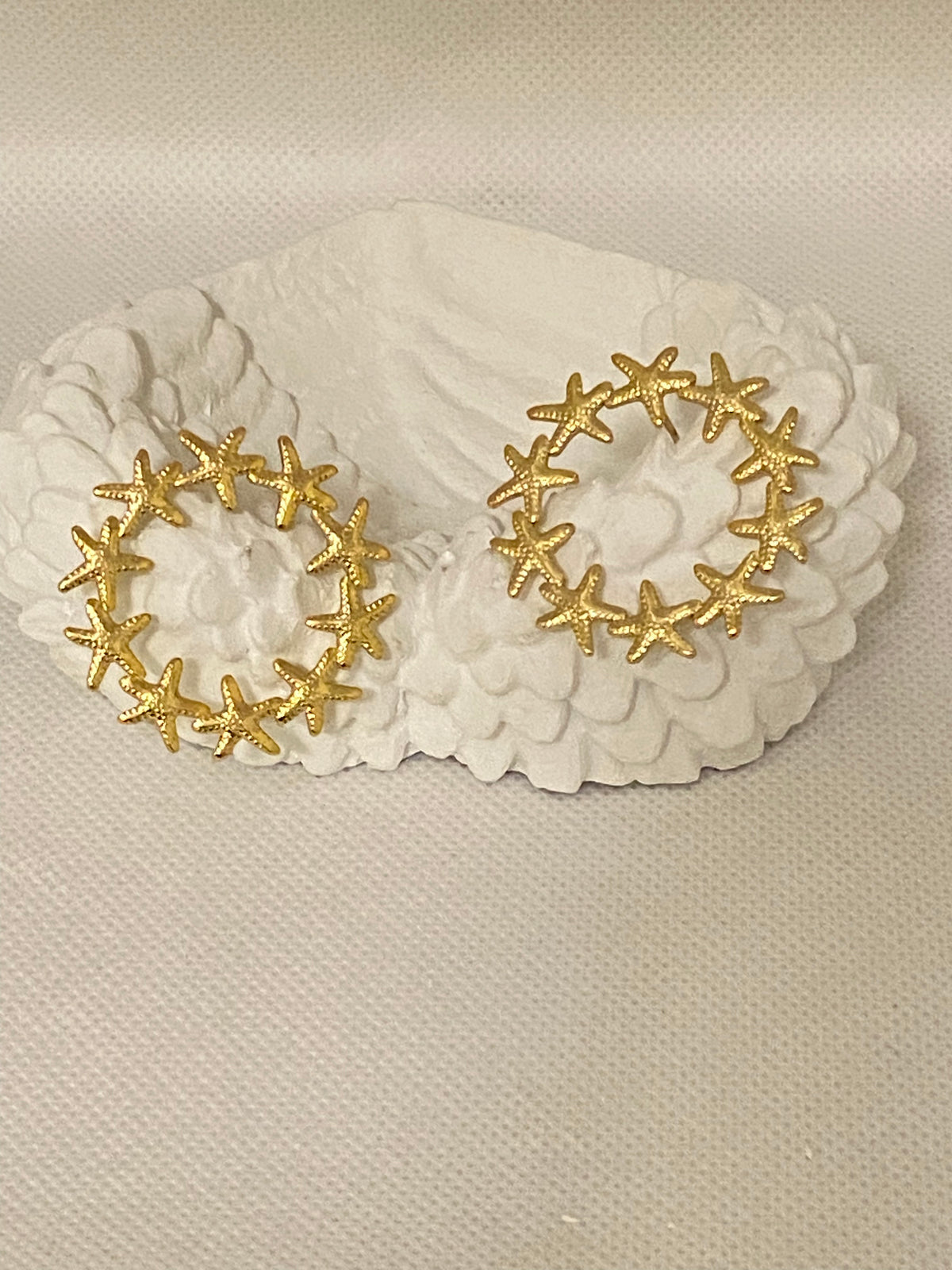Golden Starfish Hoop Earrings