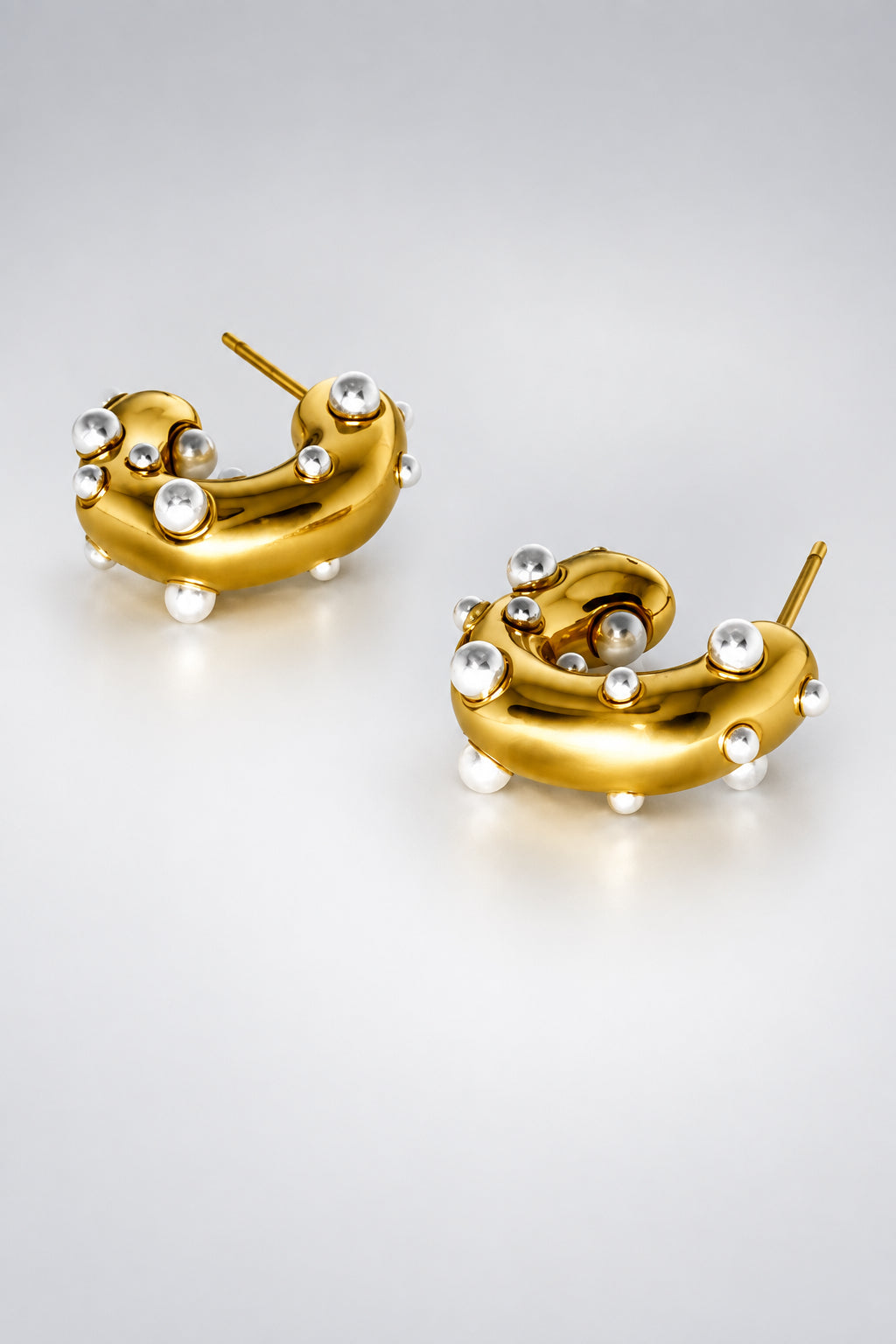 Pearl-Look Hoop Earrings