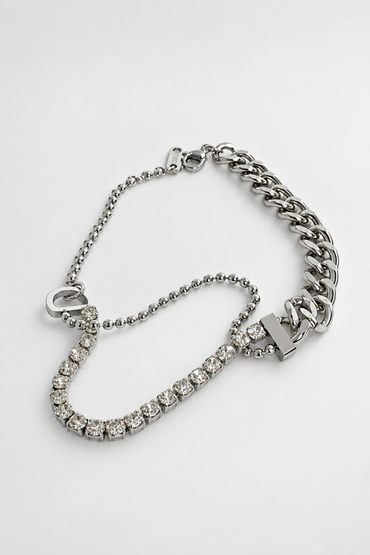 Layered Tennis and Chain Bracelet