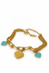Link Bracelet with Blue Heart Charms