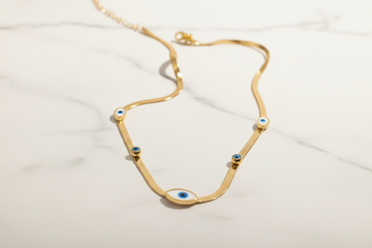 Mystical Evil Eye Herringbone Necklace