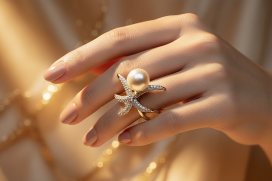 Pearl Statement Adjustable Ring