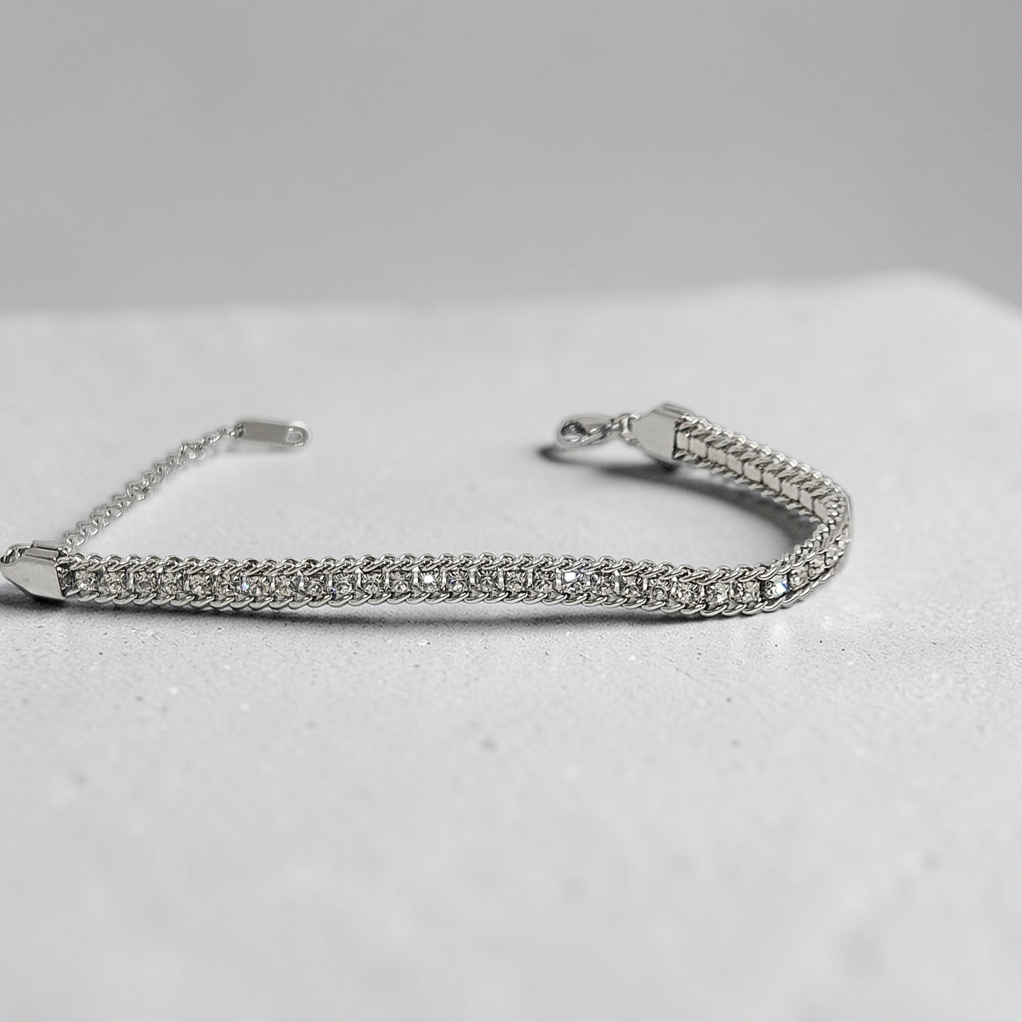 Silver Double Curb Chain Bracelet