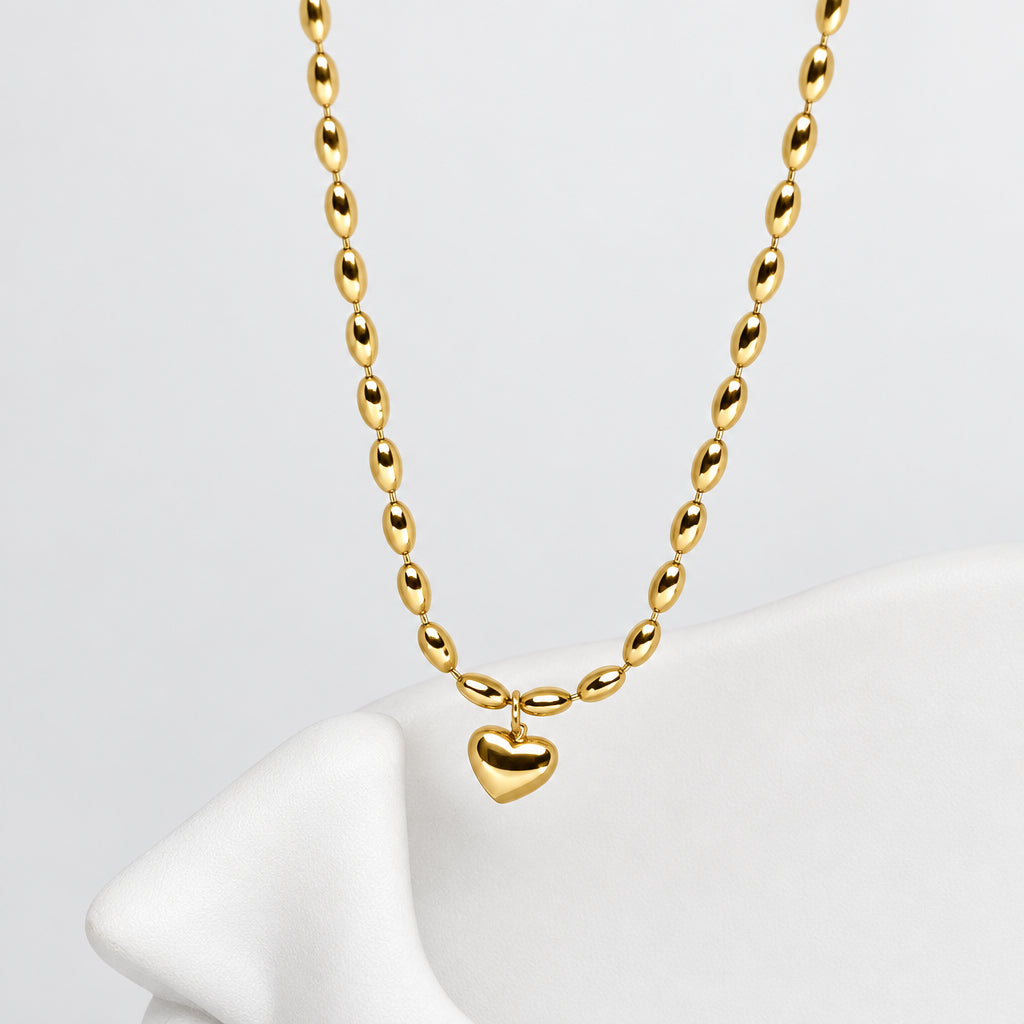 Golden Heart Bead Necklace