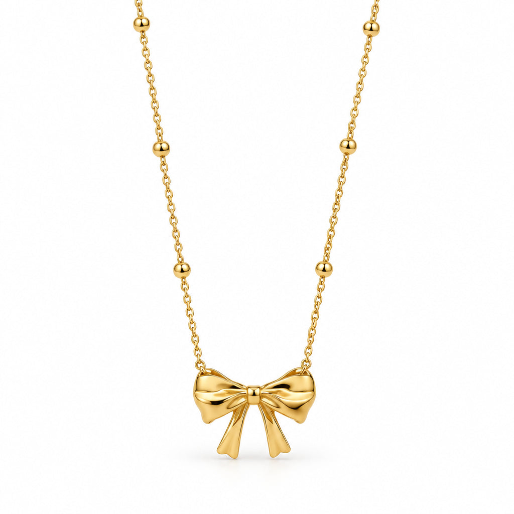Golden Bow Pendant Necklace