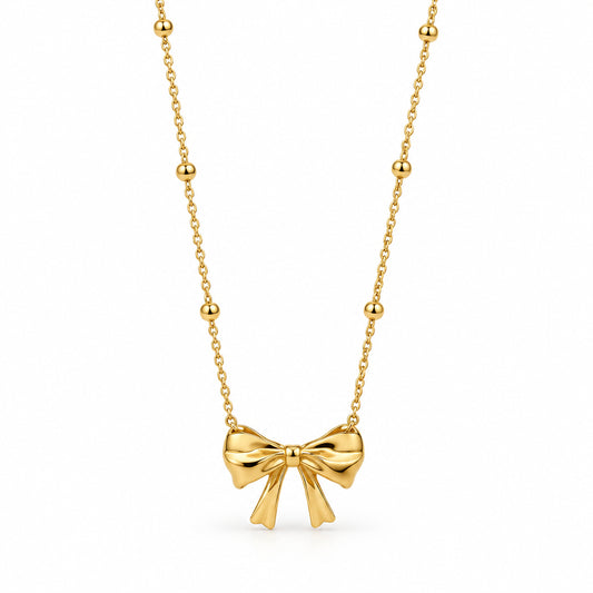 Golden Bow Pendant Necklace
