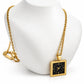 Golden Clock-Face Pendant Necklace