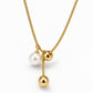 Golden Pearl-Look Dangle Necklace