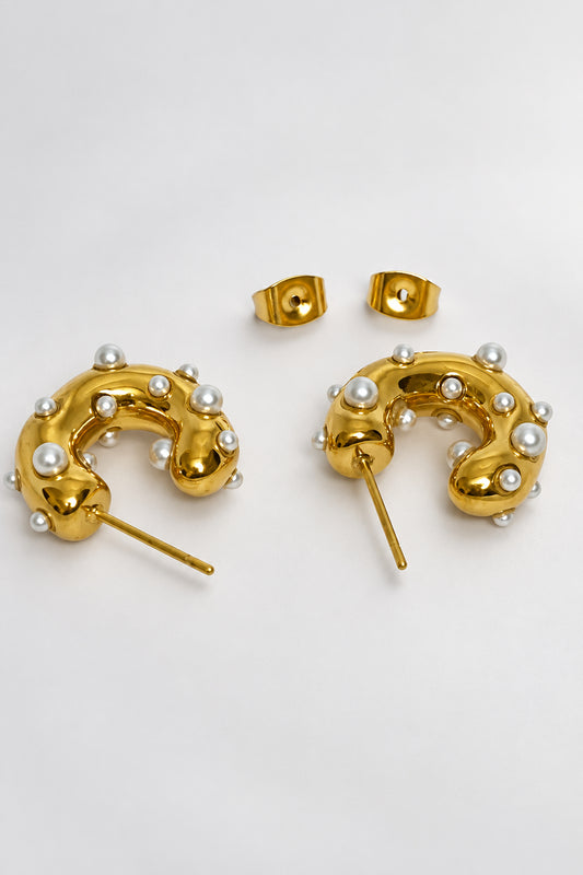 Pearl-Look Hoop Earrings