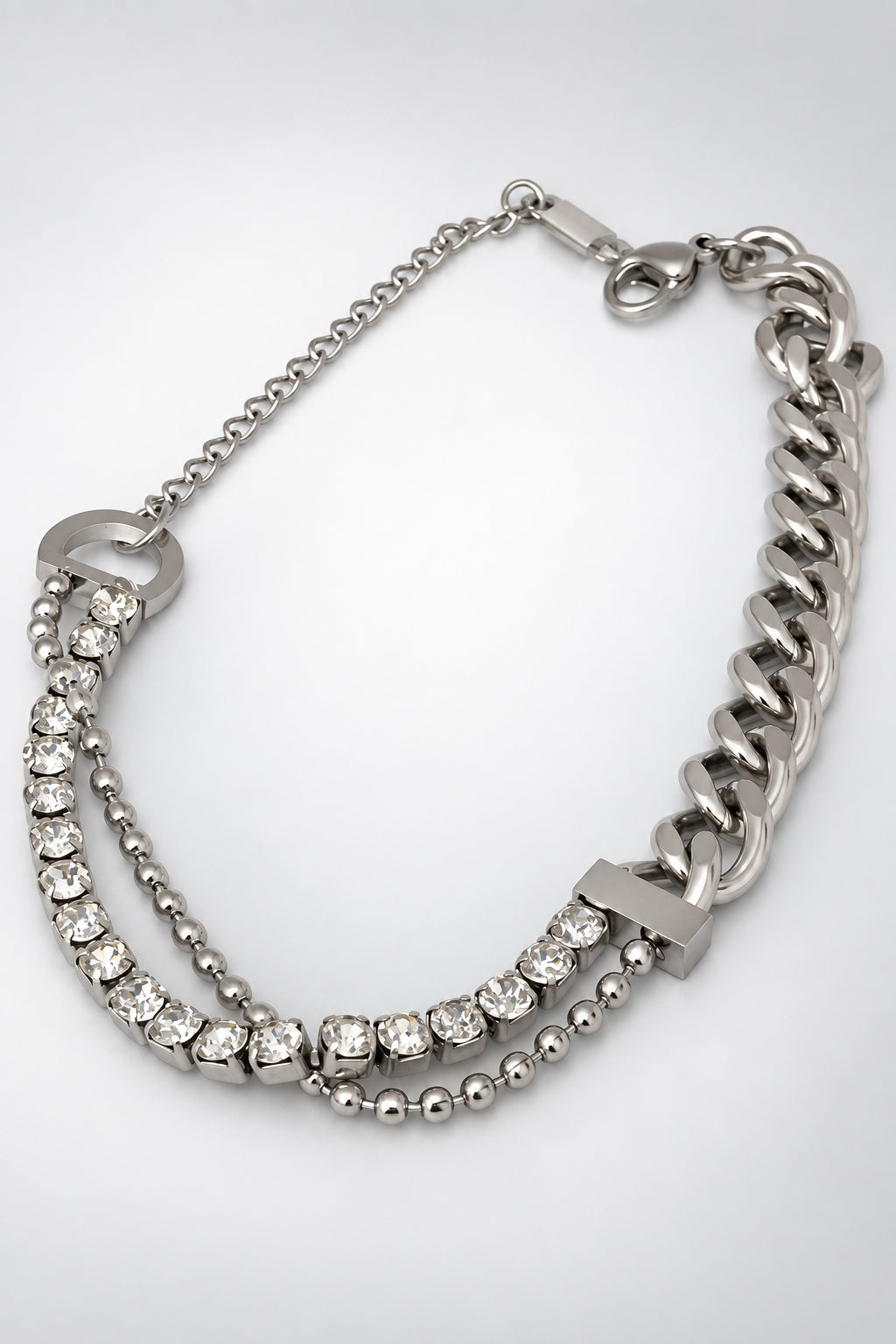Layered Tennis and Chain Bracelet