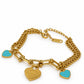 Link Bracelet with Blue Heart Charms