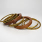 Vintage Gold-Tone & Wood-Look Bangle Stack
