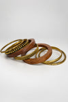 Vintage Gold-Tone & Wood-Look Bangle Stack