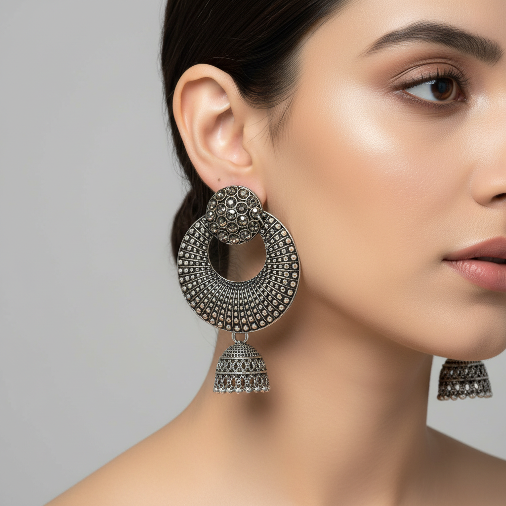 Vintage Textured Hoop Jhumkas