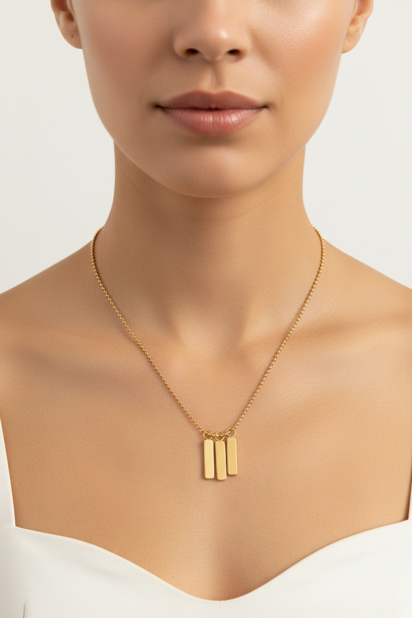 Minimalist Triple Bar Pendant Necklace