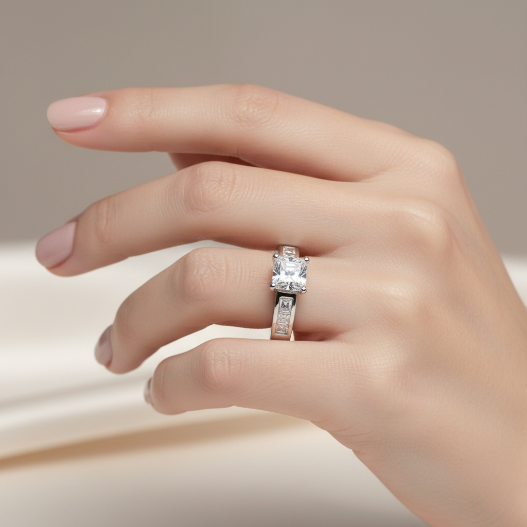 Architectural Princess-Cut Solitaire