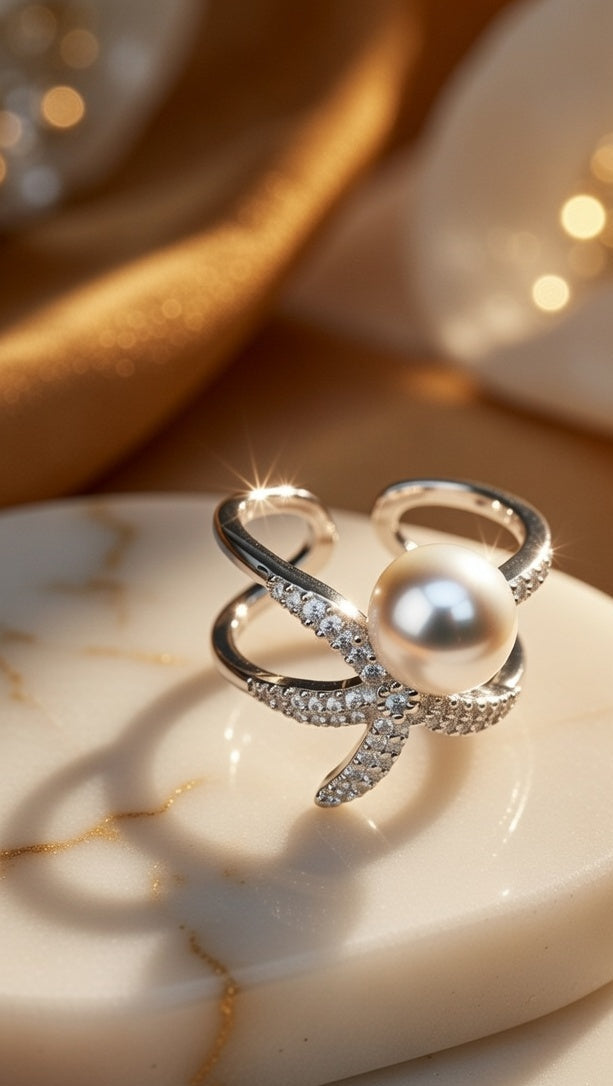 Pearl Statement Adjustable Ring