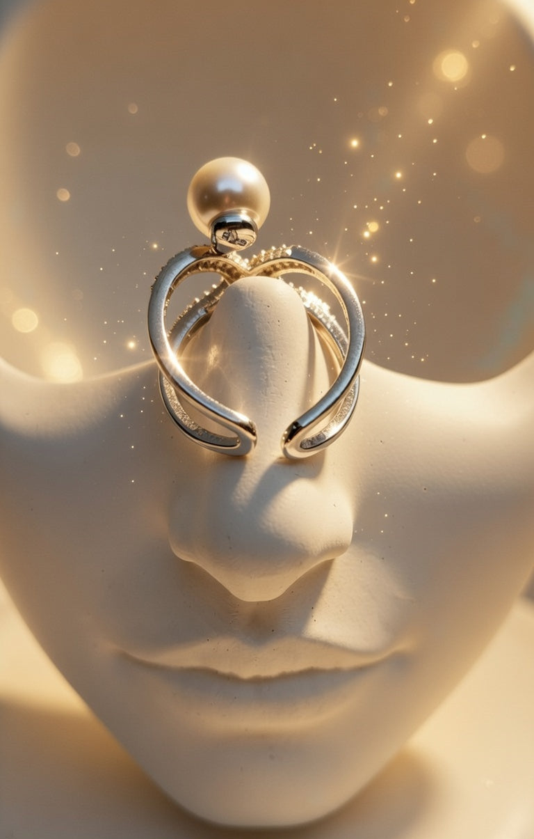 Pearl Statement Adjustable Ring