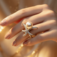 Pearl Statement Adjustable Ring
