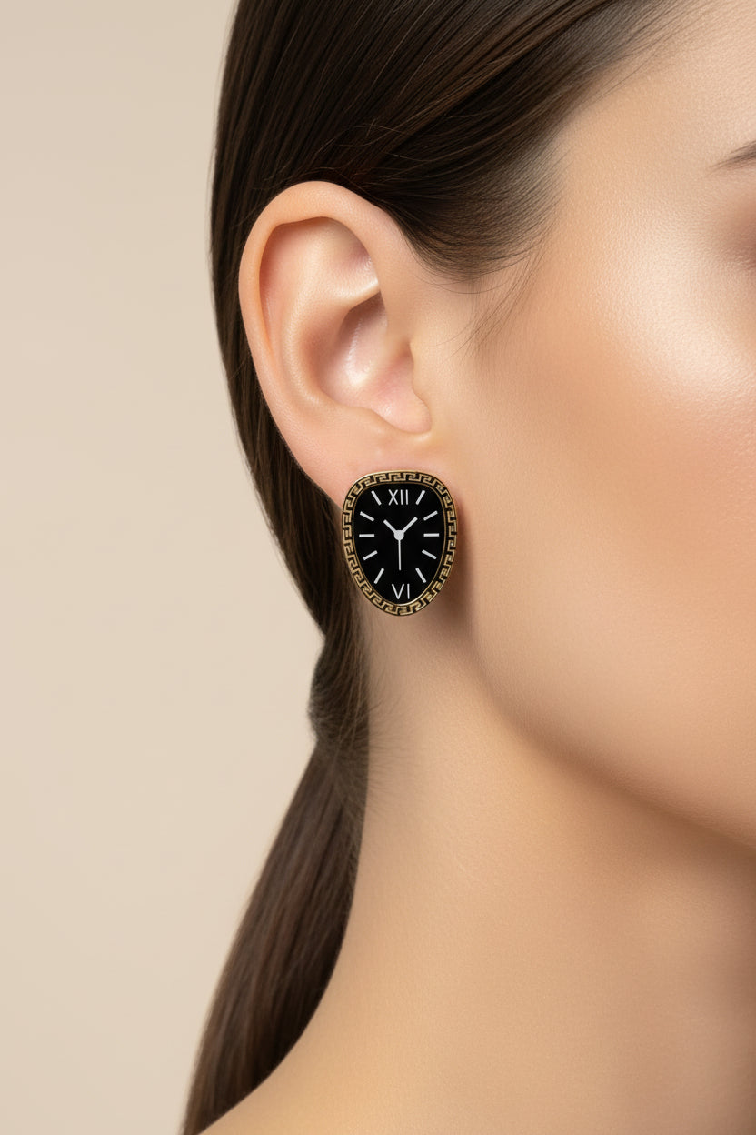 Watch Face Stud Earrings