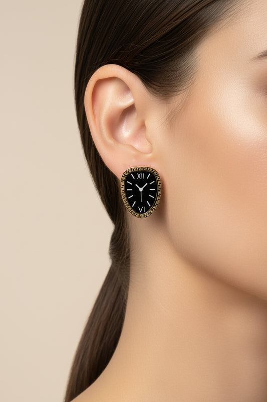 Watch Face Stud Earrings