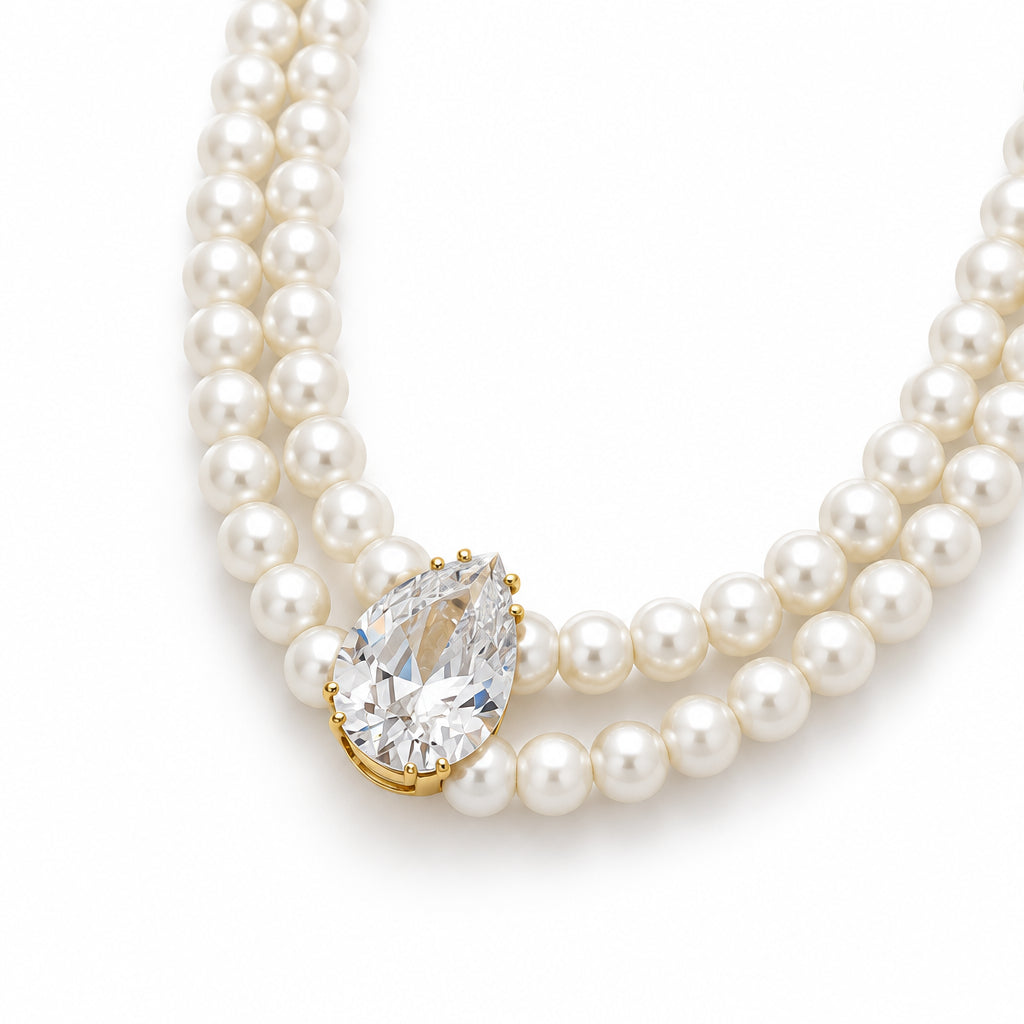 Pearl-Look Crystal Drop Necklace