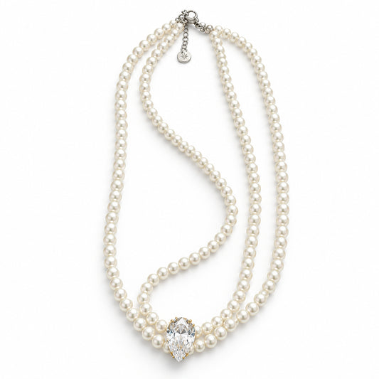 Pearl-Look Crystal Drop Necklace