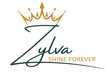 Logo with a crown and 'Zylva Shine Forever' text on a white background