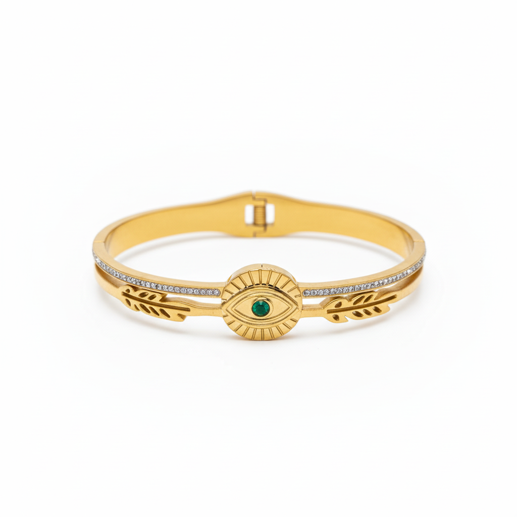 Gold-Tone Evil Eye Bangle